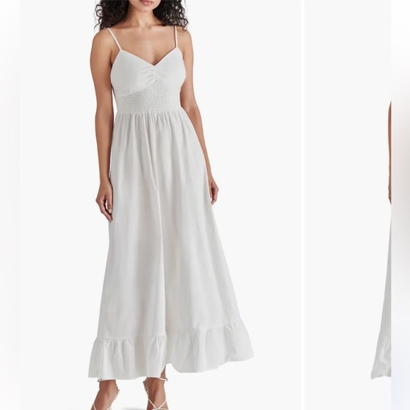 NWOT SOLD OUT Steve Madden Smocked Sleeveless Maxi Dress in White Size S - Picture 7 of 15